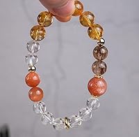Vista 121 de Precious Gemstone Natural Crystal Healing Bracelet, Rutilated Quartz, Moonstone, Quartz Handmade Original Design Bracelet
