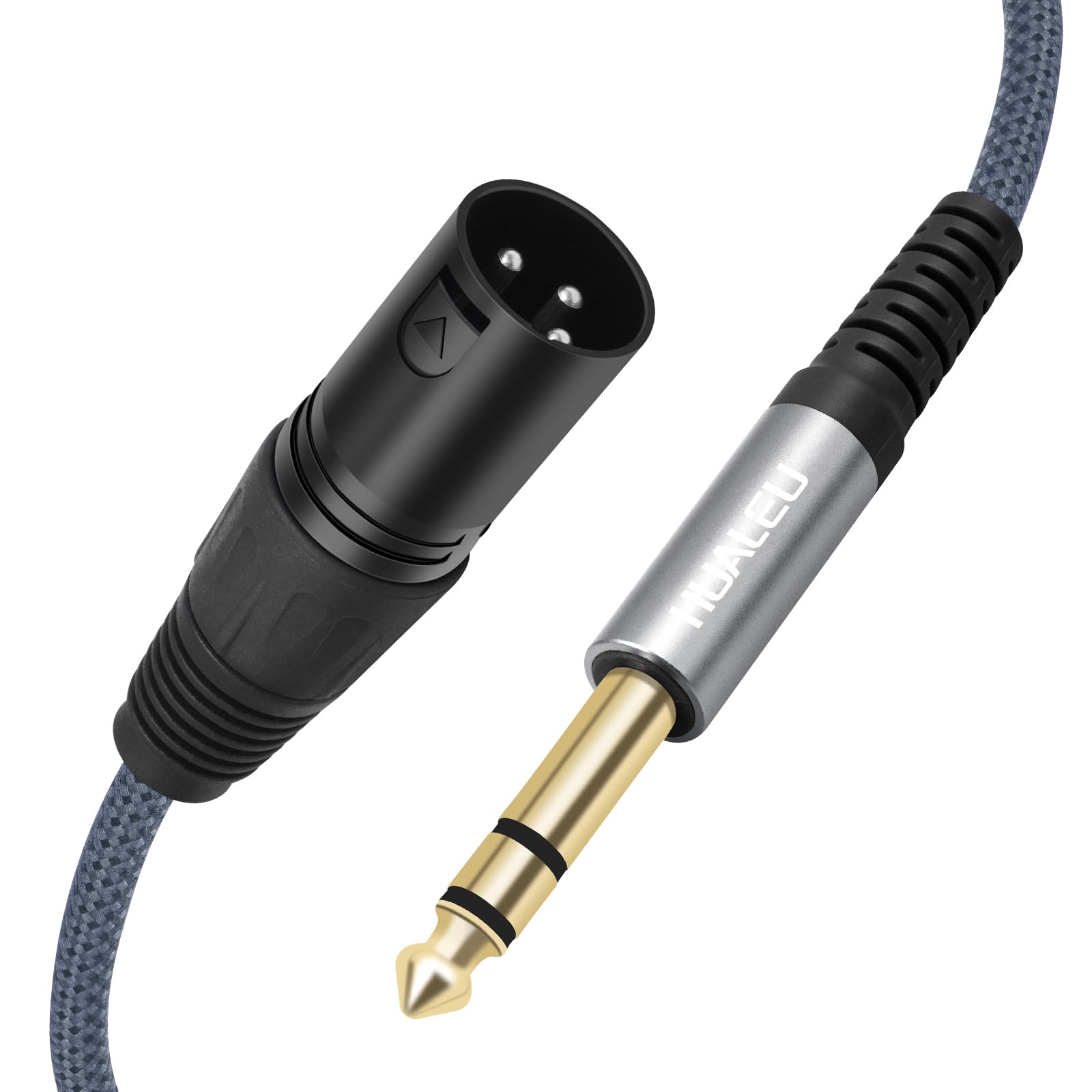 2 Stück 1/4 TRS Stecker auf 3-poligen XLR Mael Auido Kabel, 6,35 mm TRS auf XLR Stecker, Geflecht, 1/4 Zoll symmetrisches Kabel für Mischpult, Leistungsverstärker, 91 cm