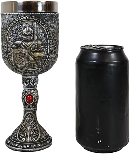 Miniatura 6 de Ebros Gift Escudo de armas, heráldica, medieval renacentista, traje de armadura con espada y escudo de copa de vino, decoración de cáliz de vino, 5