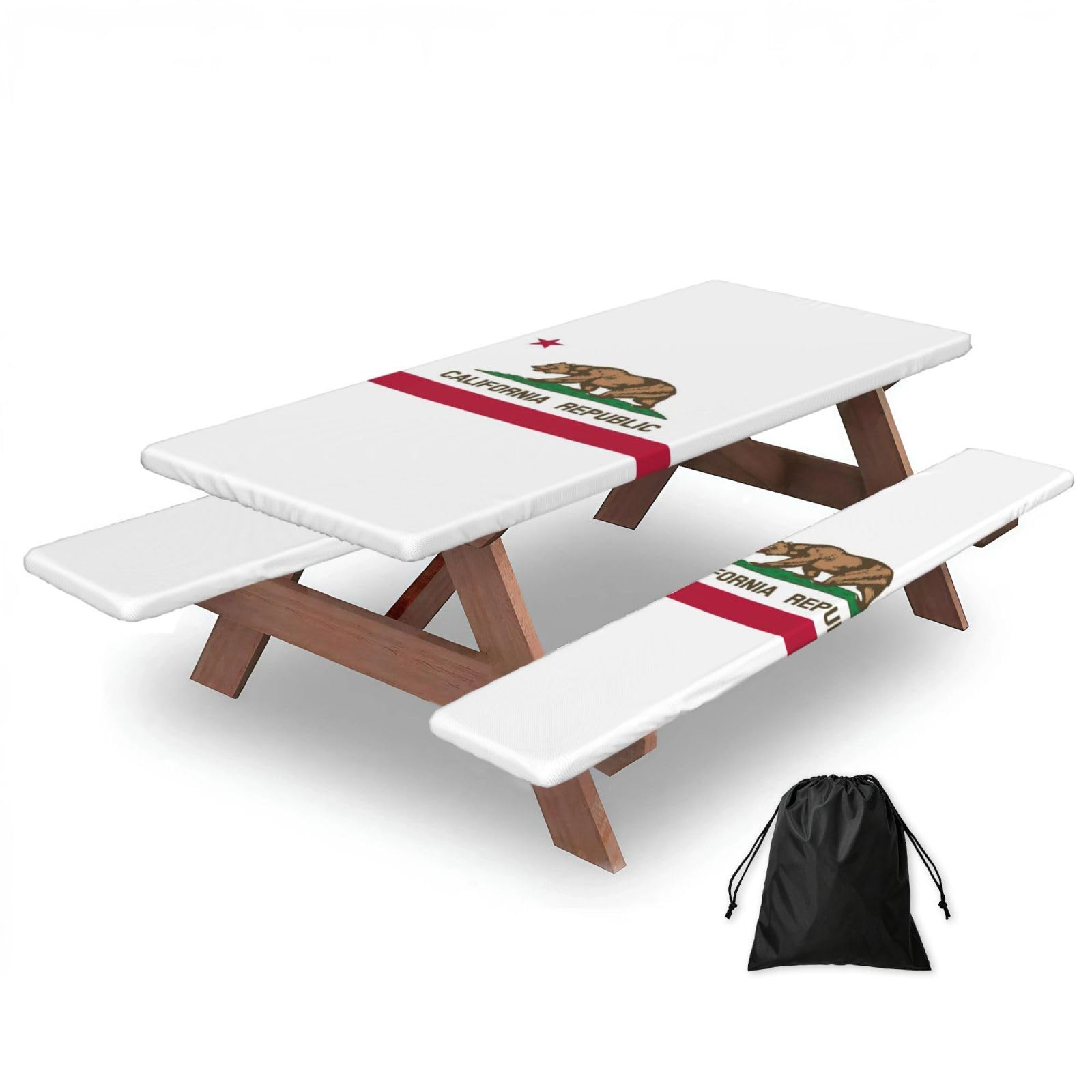AYYQWE California State Flag Print Picnic Table Bench Cover Outdoor Garden Party Decor Daily Accessory Gift