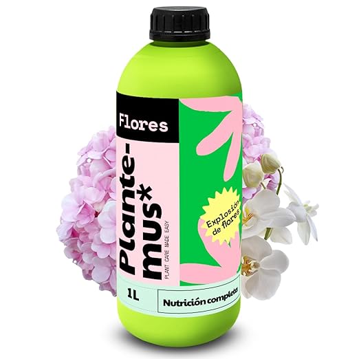 PLANTEMUS Abono Orquídeas, Hortensias, Geranios y todo tipo de Plantas con Flor. Fertilizante Líquido para una Floración Vistosa y Abundante, 1 L