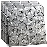 XUANINY 10-Sheet Peel and Stick Backsplash Tile,Windmill Plus Glass Self-Adhesive Sticker Metal Aluminum Mosaic Tiles for Kitchen Decor ，Fireplace Bathroom, Bedroom (10 Sheets, Silver Print)