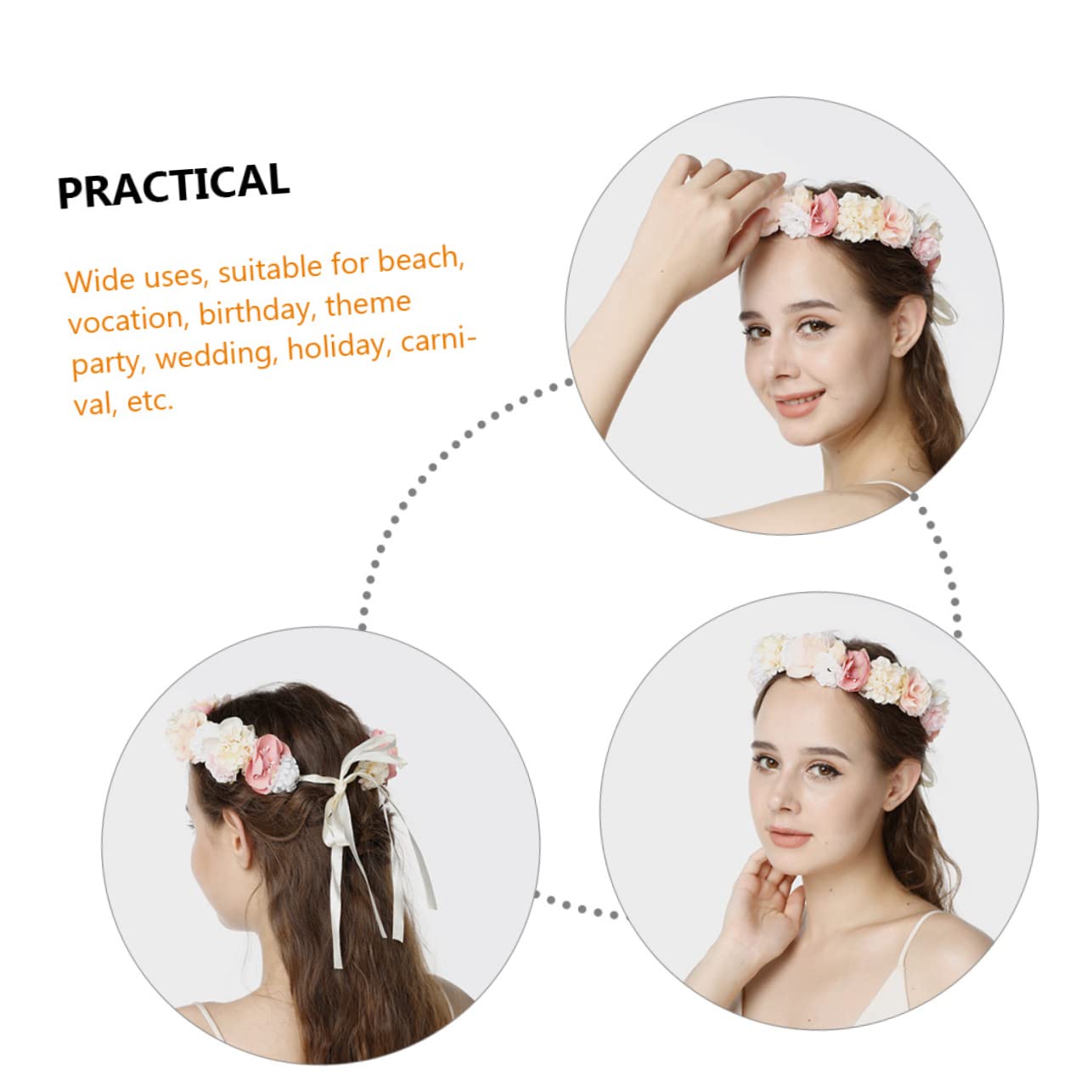 5 Pz Diadema di ghirlanda di fiori di seta nastri per per ragazze fasce per la testa ragazza dei fiori hallowen hair charms fascia floreale copricapo floreale tessuto rosa