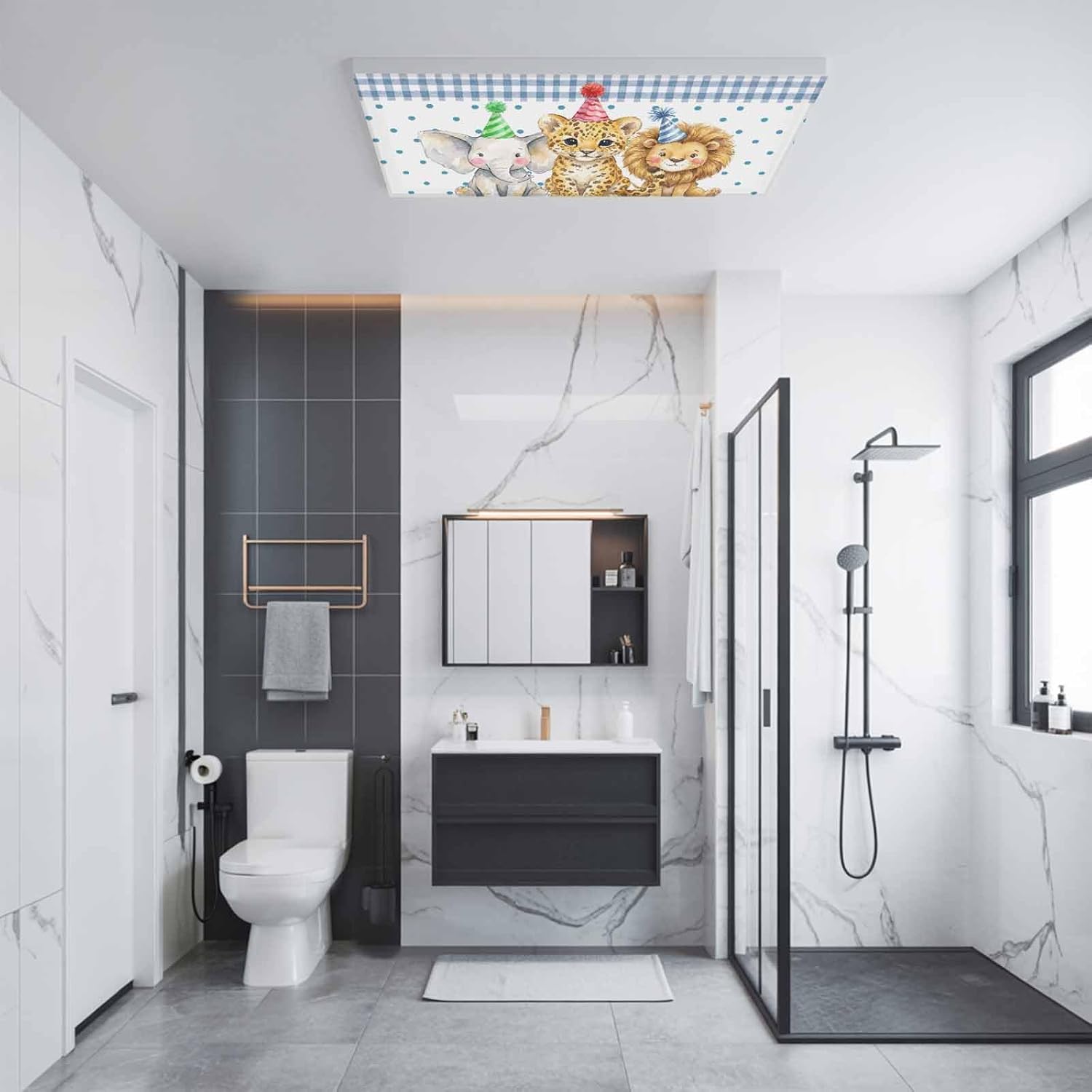 Tropical Animals Fluorescent Light Covers for Ceiling Lights 4x2 feet,4 Pack Magnetic Light Filters for Classroom,Summer Leopard Elephant Lion Dots Plaid Fluorescent Lamp Shade Panel for Office School