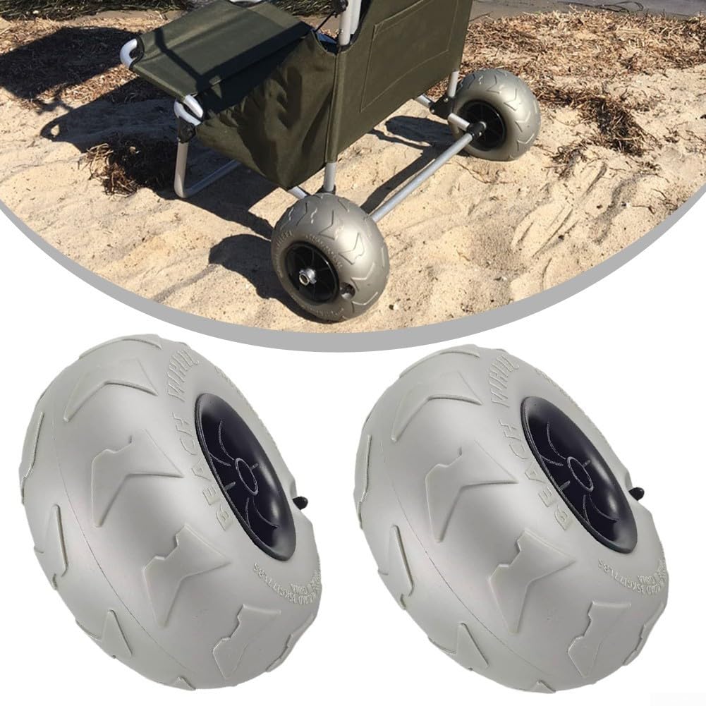 2 Confezione di Ruote per Palloncini da Spiaggia, Pneumatici per Sabbia 205X115mm per Carrello da Kayak, Ruote di Ricambio per Carrello, Pneumatici a Passo Largo in PVC, Materiale Gonfiabile per