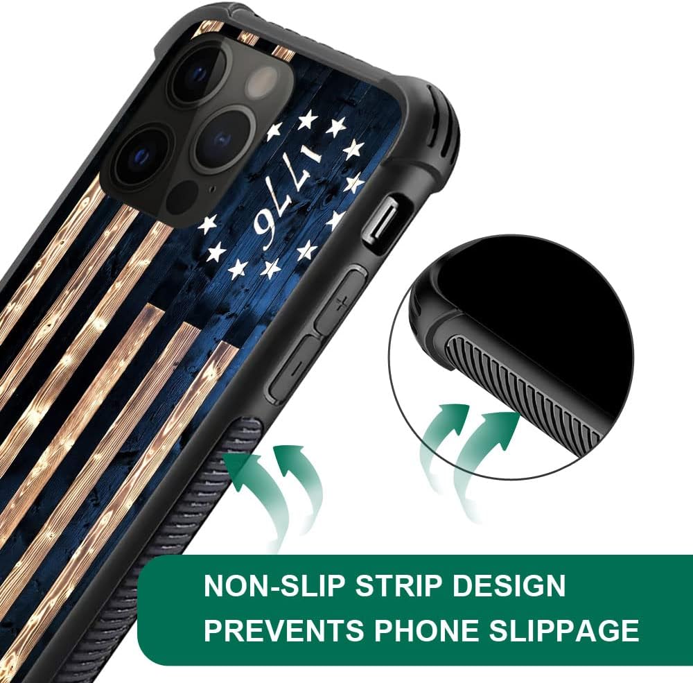 DAIZAG Compatible with iPhone 14 Pro Max Case,All-Round Protection Shockproof Anti-Scratches TPU Cover,Cases for Man Woman-1776 Vintage USA Flag Wood American Flag - Image 2