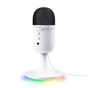Trust Gaming GXT 236W Yami USB Streaming Mikrofon PC Podcast Twitch Discord ASMR YouTube 5, Kondensator Gaming Mikrofon Nierencharakteristik, Stummschaltung, RGB Beleuchtung - Weiß
