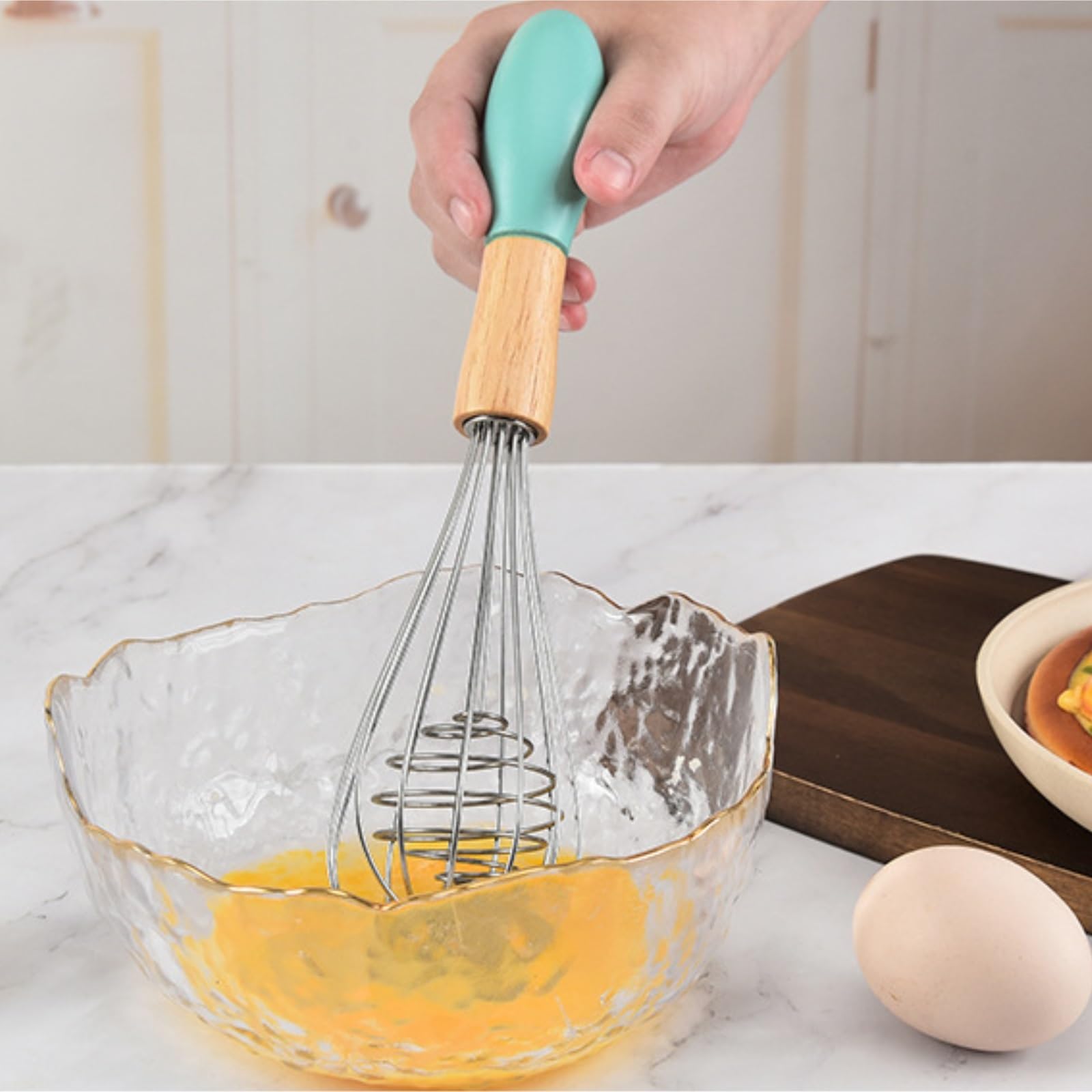 Varillas de Batir para Cocinar Herramientas For Hornear Batidor De Huevos De Acero Inoxidable Batidor De Crema Con Alambre Enrollado Batidor De Huevos Multifunción De Mano For Cocina Huevos, Espumar,
