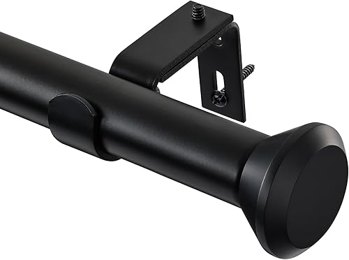 Barras de cortina resistentes para ventanas de 16 a 30 pulgadas, barras de cortina negras de 1 pulgada para dormitorio, sala de estar, patio,
