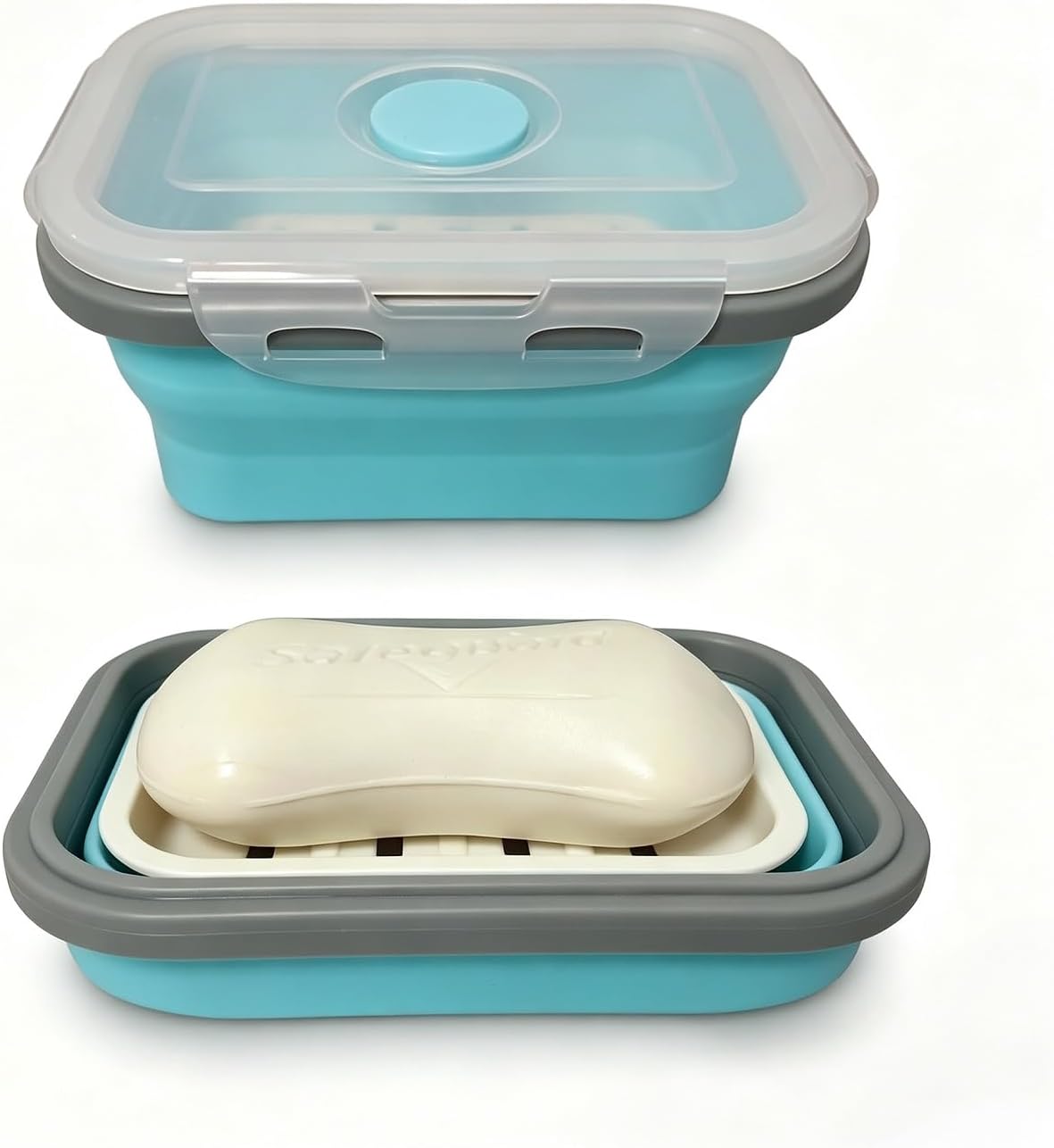 Collapsible Silicone Soap Dish with Lid, Travel Soap Case, Leak-Proof Portable Holder for Travel & Bathroom, Suitable for Most Bars (1, Pink)
