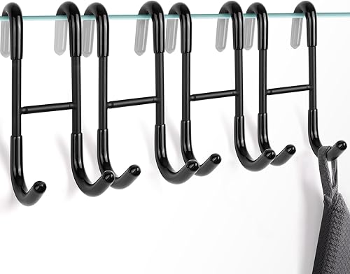 Miniatura 1 de NINETREX Ganchos para toallas de puerta de ducha, gancho negro para puerta de vidrio, para baños, toallero de acero inoxidable 304 resistente para