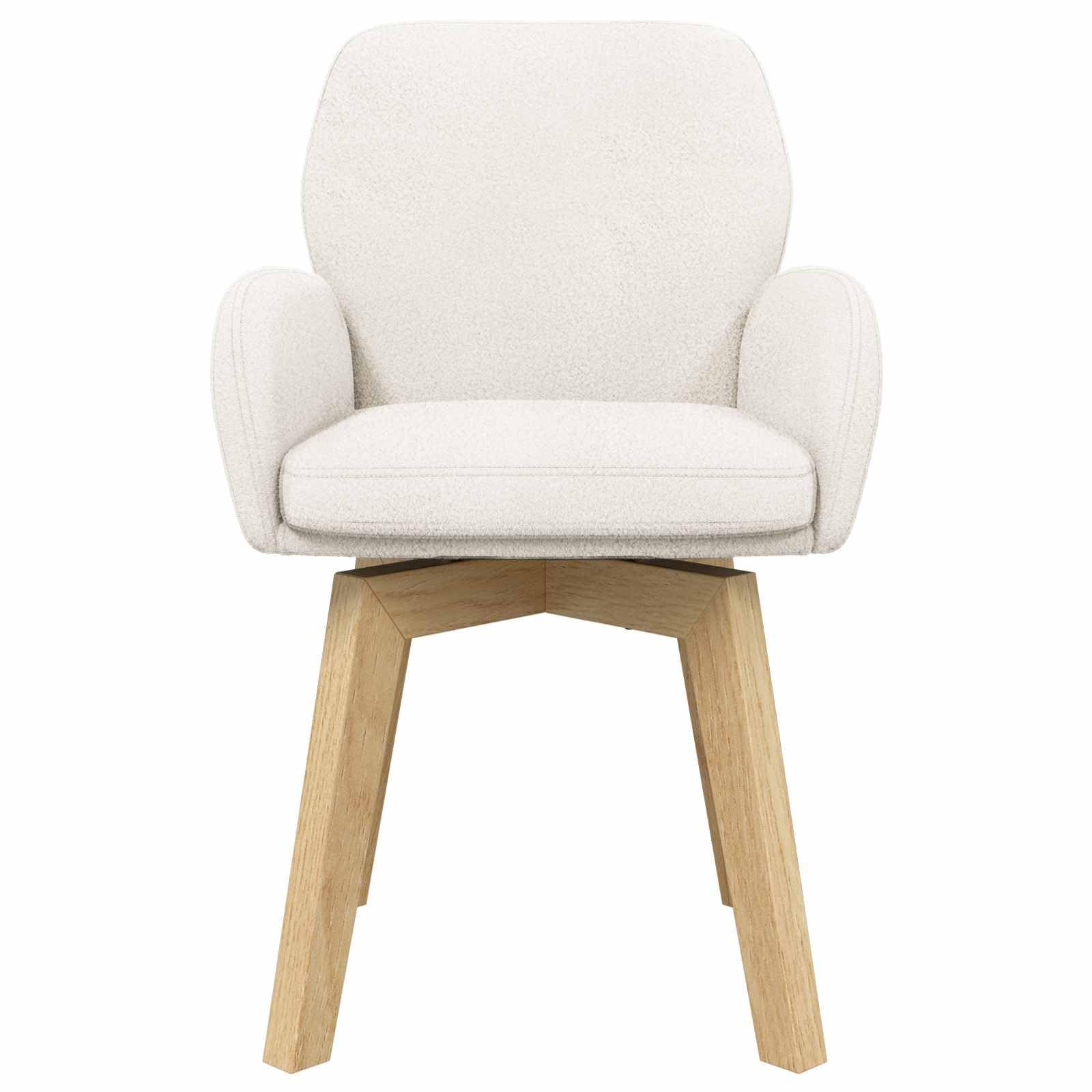 Krzesło do jadalni 2-częściowy zestaw z Bouclé kremowe z drewnianą i metalową ramą, ergonomicznie wyściełane meble do siedzenia, obrotowe, z podłokietnikami, nowoczesne wzornictwo, idealne do
