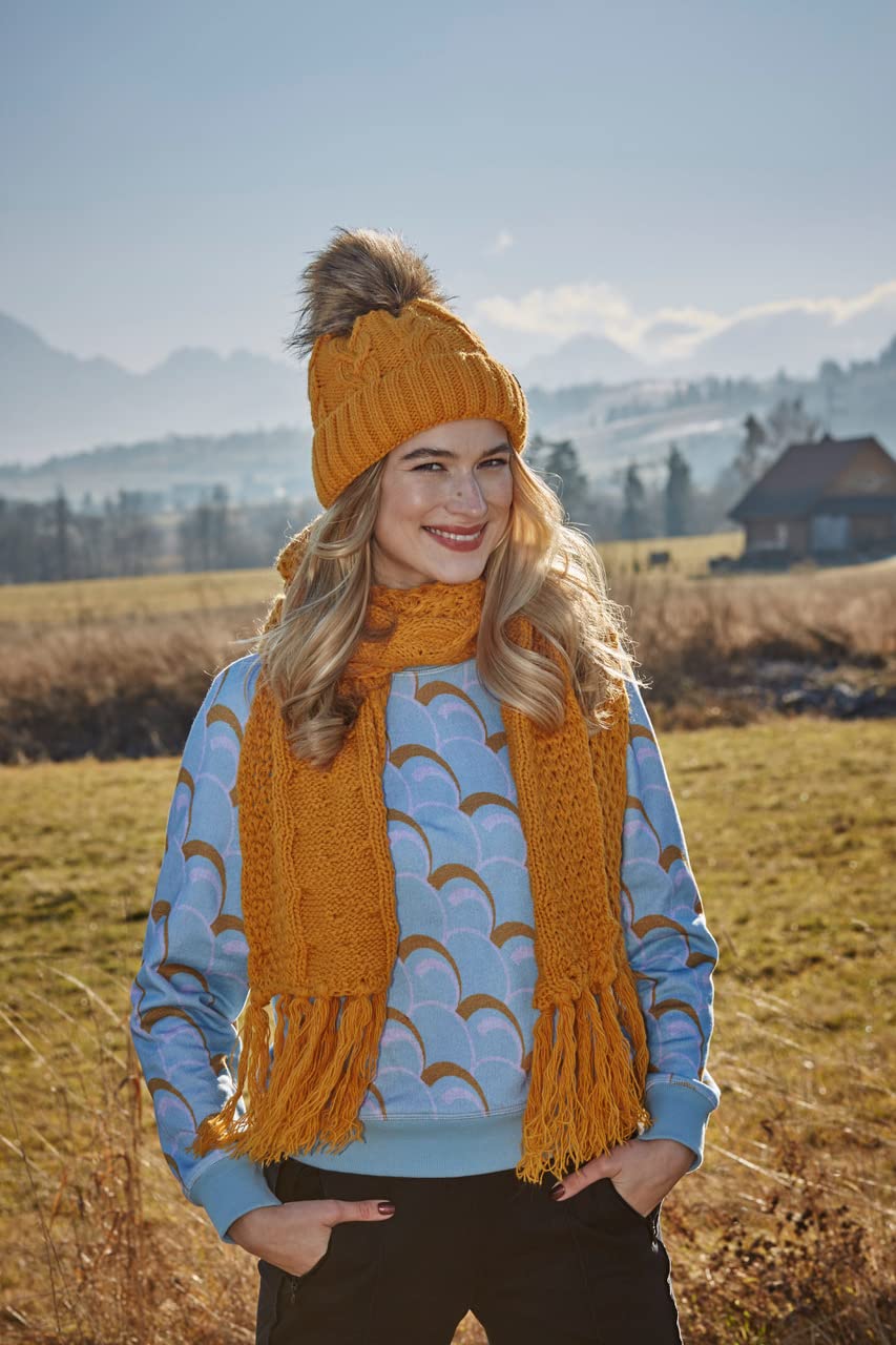 ELIMELI® Bonnet d'hiver pour femme avec pompon en fourrure polaire doublée – Bonnet chaud pour femme – Bonnet d'hiver avec pompon en fausse fourrure – Bonnet en tricot Slouch fabriqué en UE