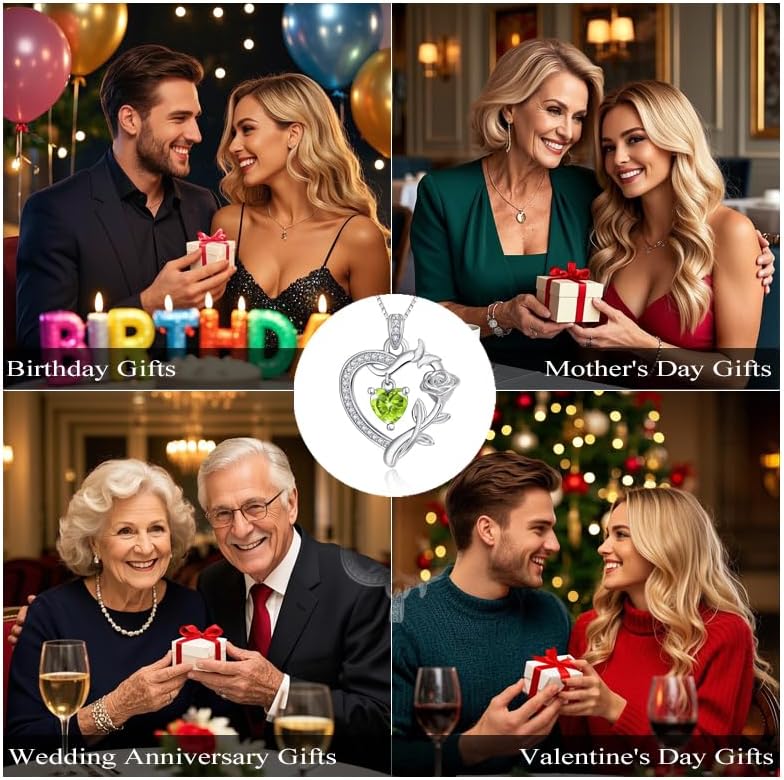 HeartMelody Heart Necklaces for Women Gold,14k 18K White Gold Plated Dainty Rose Butterfly Necklace with Garnet Birthstone Pendant Necklace Everyday Jewelry Birthday Christmas Gifts for Women Mom Her - Image 6