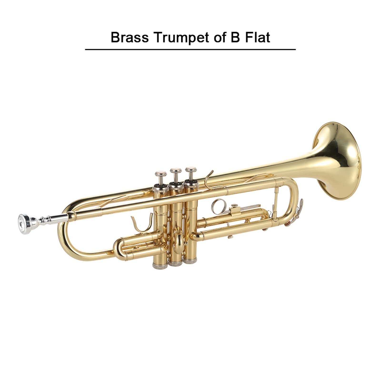 VSOLS Trompete BB Flaches Messing Goldbemalte, exquisites langlebiges Musikinstrument mit Mundstückhandschuhen Gurthülle (Color : Gold)