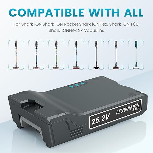 Miniatura 3 de XBAT200 25.2V 4000mAh Batería de litio de repuesto para Shark 25.2V XBA-T200 compatible con Shark ION Rocket IONFlex ION F80 IONFlex 2X IF200 IF250