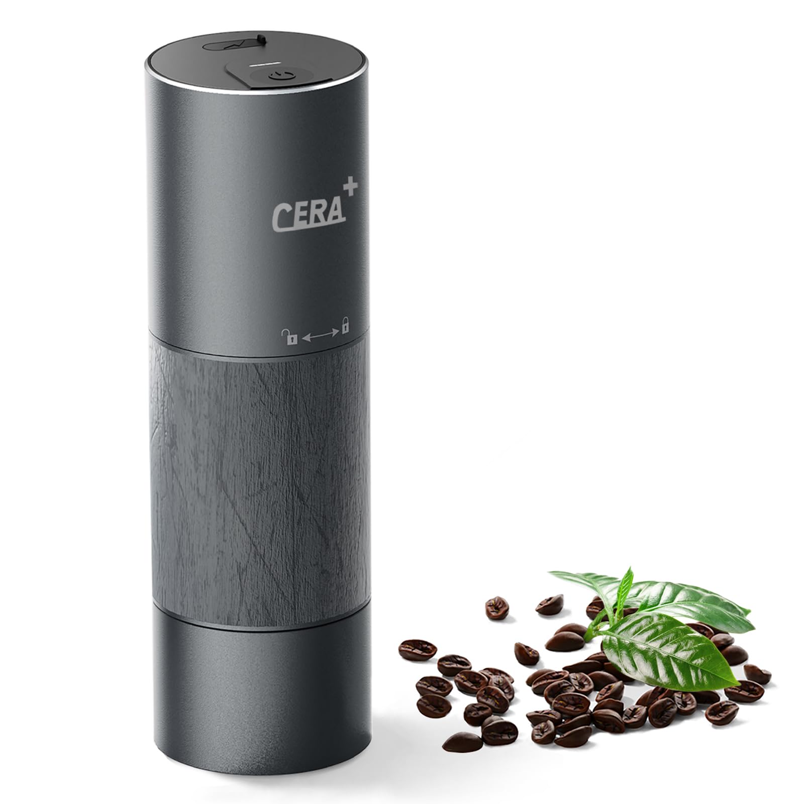 CERA+ Burr Molinillo de grano de café eléctrico, profesional Pequeños molinillos de café Espresso para uso doméstico de viaje,Gris