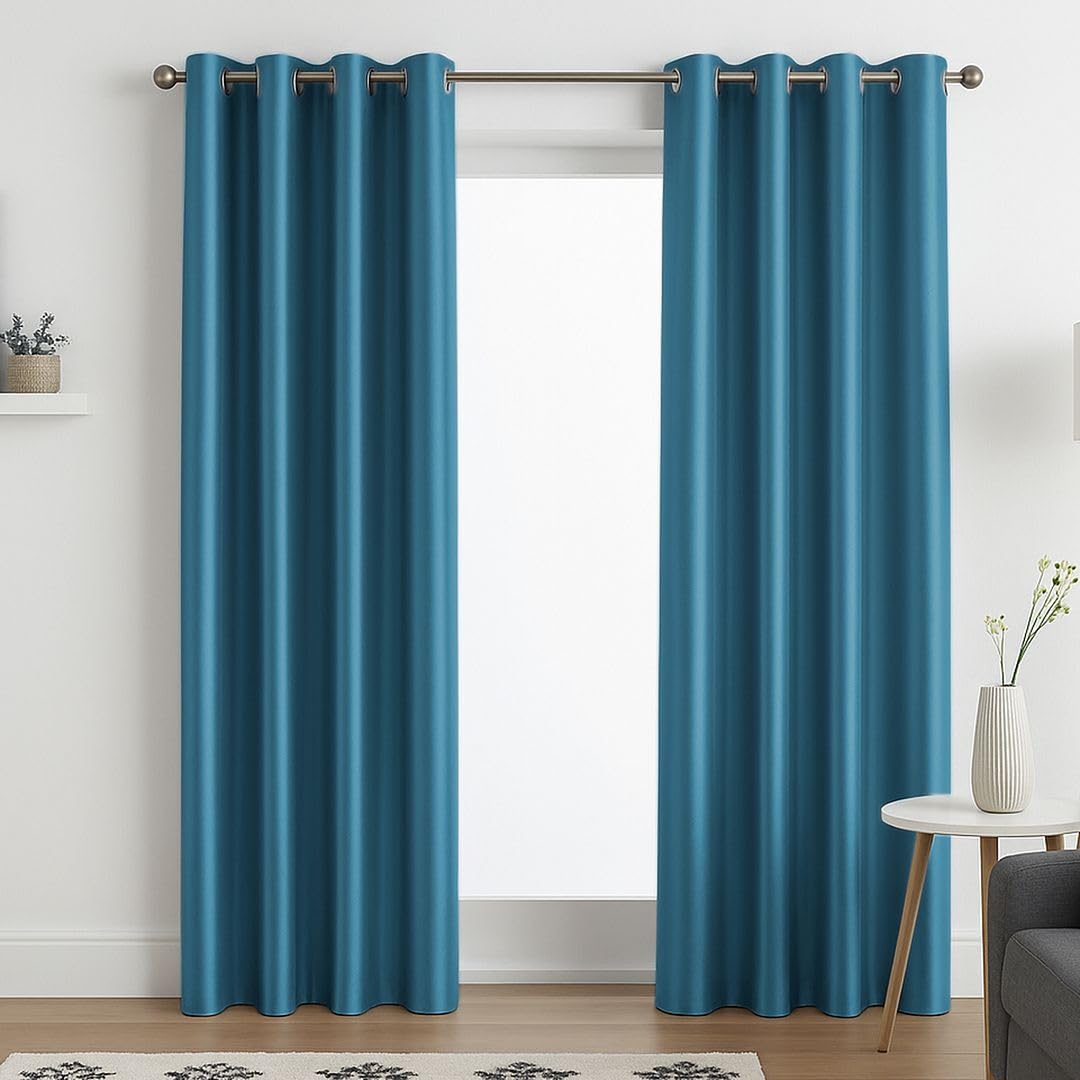 John Aird Luxury Faux Silk Fully Lined Eyelet Curtains (Teal, 117cm Width x 183cm Drop (46"x 72")