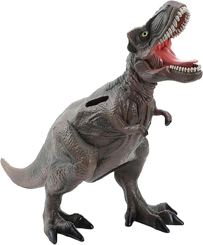 Alcancía T-Rex de dinosaurio marrón resina, regalo de cumpleaños para niños.