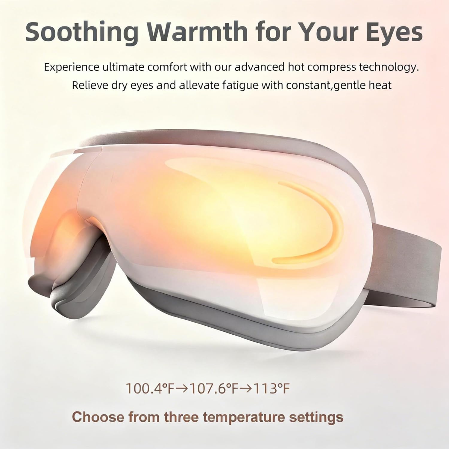Eye Massager with Heat and Music, Relaxation and Stress Relief Device. Heated Eye Mask Massage for Migraines & Headache Relief, Reduce Dry Eyes Improve Sleep. Birthday Gifts for Women Men Mom Dad Her