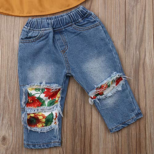 Citgeett Toddler Baby Girls Jeans Outfits Off Shoulder Tube Top+Hole Denim Pants Set Kids Summer Clothes thumb #5