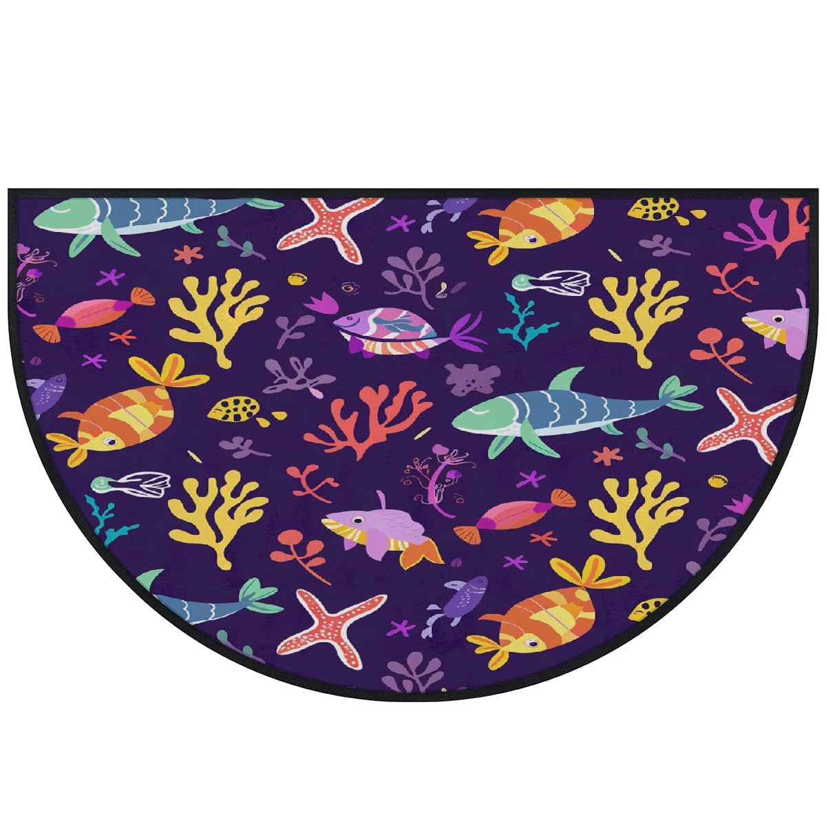 Tapis de porte demi-cercle antidérapant et lavable pour entrée