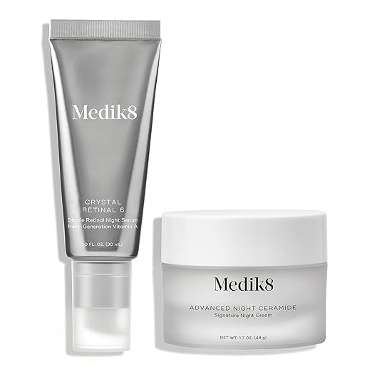 Medik8 Crystal Retinal Youth Replenish Duo - Holiday Skin Care Gift Set with Night Ceramide Face Cream and Stable Retinal 6 - Anti Aging Skin Care - Night Face Moisturizer and Vitamin A Serum - 2 pc