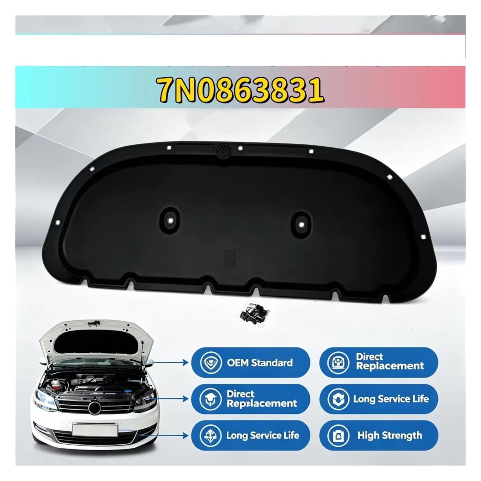 Per VW Per Sharan 2011-2015 7N0863831 Cappuccio Isolante Pad Calore Scudo Acustico Zerbino Isolamento Termico Insonorizzate Tampone Cotone Insonorizzazione vano motore