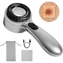 dermatoscope for Skin, Rechargeable Handheld Skin Analyzer, 30x Magnifying dermascope with 4 Lighting Effects, with a Storage Bag, Charging Cable, and Lens Cleaning Cloth