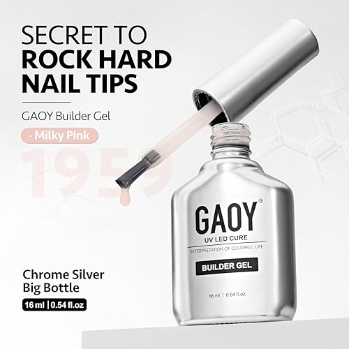 Miniatura 59 de GAOY Gel constructor para uñas, fortalecedor de uñas de 0.6 fl oz en una botella, gel duro para extensión de uñas, secado por luz UV de larga