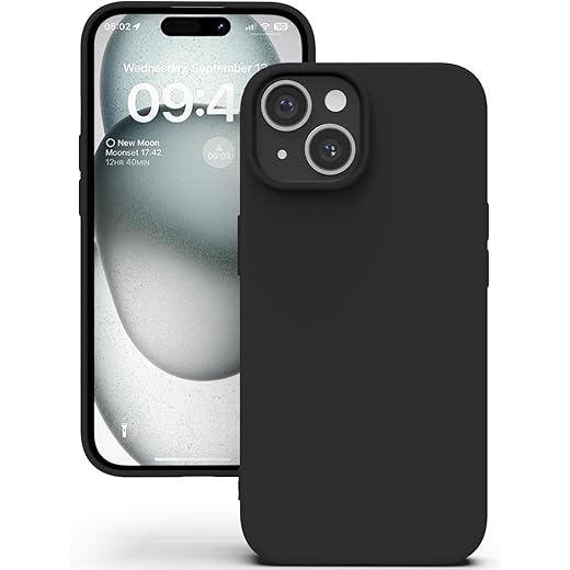 YATWIN Silicone Back Case for iPhone 15 - Black