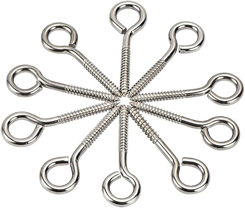 Miniatura 6 de HOME MASTER HARDWARE 10 ganchos de acero inoxidable, tornillos autorroscantes de 4-78 pulgadas, ganchos resistentes para soporte de hamaca, yoga,