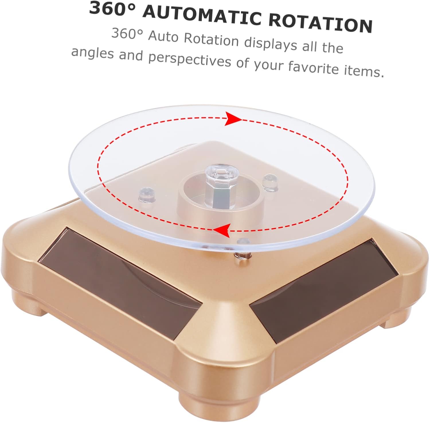 LIOOBO Eco-friendly Rotating Display Stand Solar-powered Jewelry Showcase Turntable for Shop