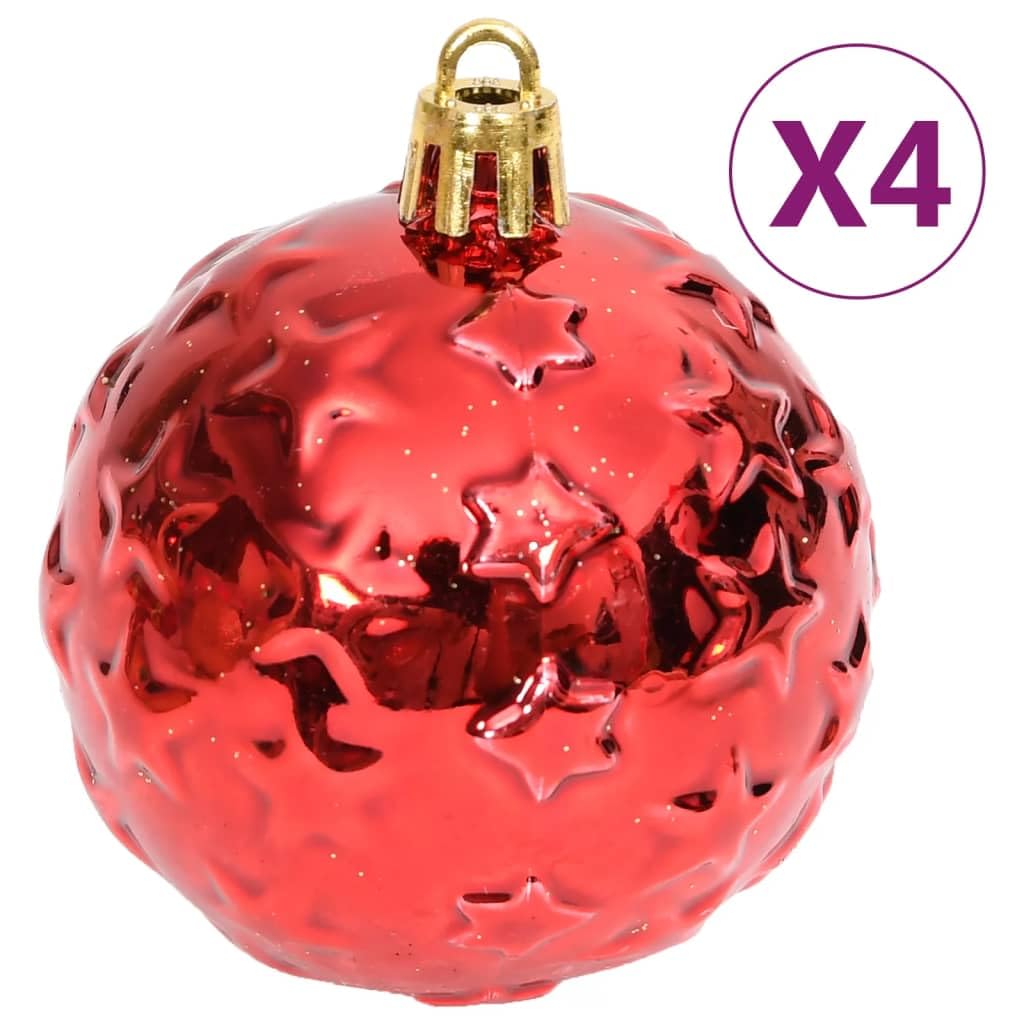 Juego de 70 bolas de Navidad de plástico, color dorado y rojo, diferentes tamaños y formas, incluye caja de almacenamiento para adornos de árbol de Navidad