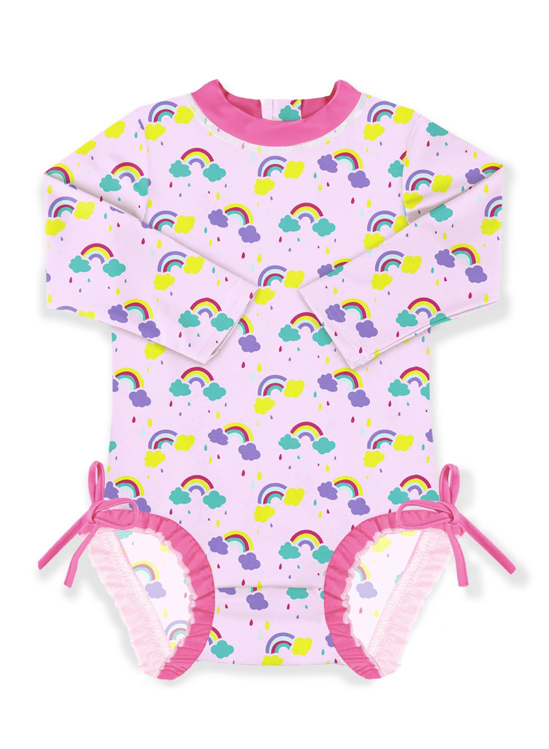 BesserBay Baby Girl Swimsuit UPF 50+ Long Sleeve Zipper Snaps Bottom One Piece Rash Guard 0-36 Months