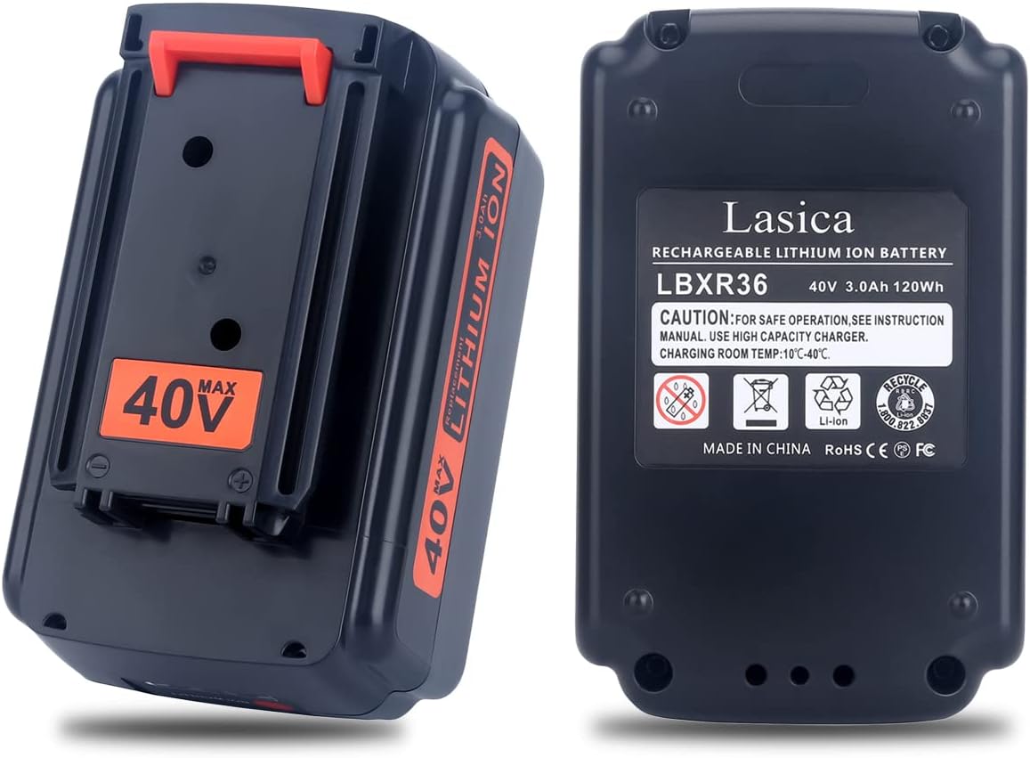 Lasica 2Pack 40V MAX Batteries LBX2040 Replacement for Black and Decker Lawn Mower 40V Battery Compatible with Black & Decker 36V and 40V MAX Cordless Tools LCS1240B LSWV36 LST136B LHT341FF LGC120AM