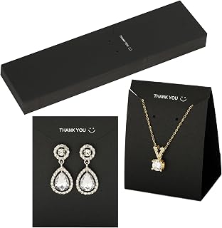 joycraft 50Pcs Earring Display Cards, Black Standing Jewelry Display Cards, Necklace Display Cards for Selling, Jewelry Holder Cards for Small Business, Jewelry Supplies, DIY Ear(3.15" x 2.5" x 2")