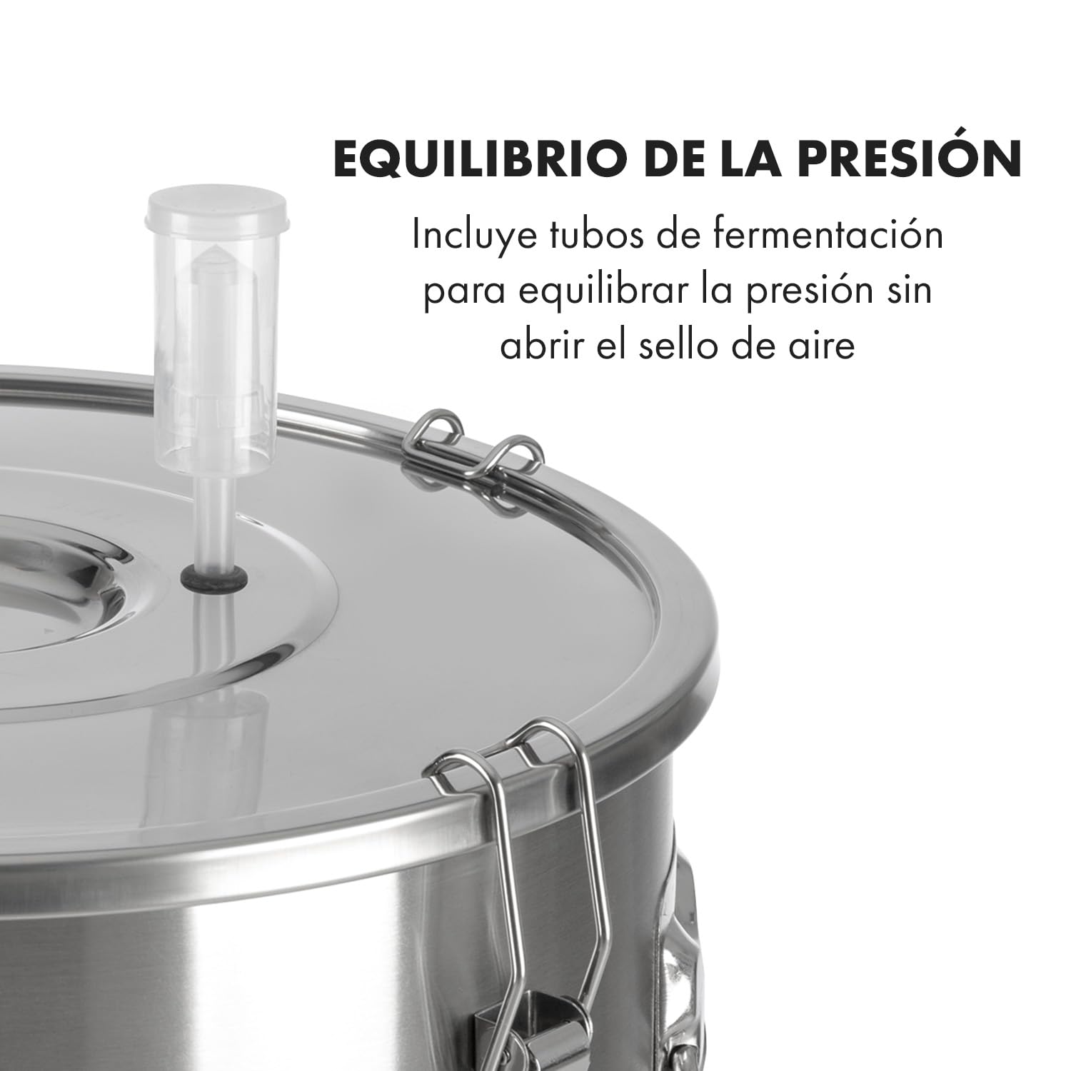 Klarstein Gärkeller Sistema para Elaborar Cerveza - Fermentador con Termómetro, Olla Cónica de Acero Inoxidable, para Cerveza o Vino, Airlock Tapa Hermética, Grifo, Pro 60 L, Plata