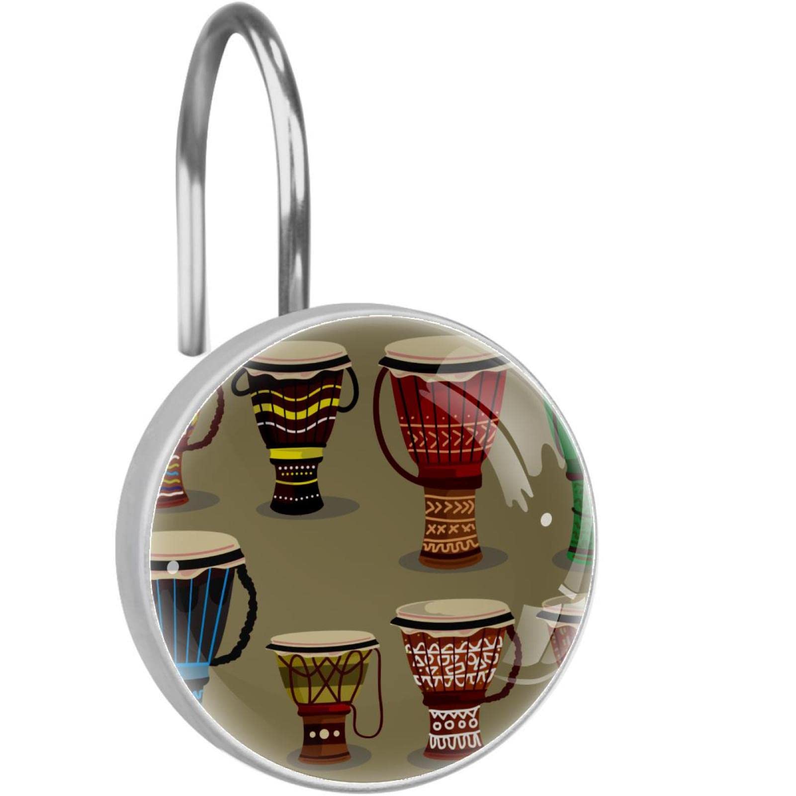 Crochets rideau de douche inox lot de 12 anneaux anti-rouille djembe