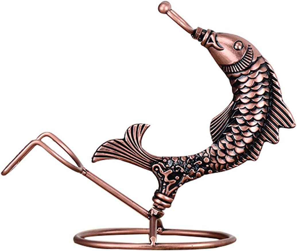 KZJYL Wine Racks Wine rack Unique Fish-Shaped Wine Bottle Holder Vintage Iron U-Type Bottle Holder Red Wine Shelf Sturdy Thickening Elliptical Base Wine Rack Crafts Artwork