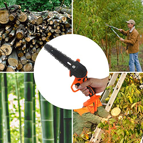 Mini Chainsaw Cordless Battery Saws, Upgraded 6-Inch 36V Power Chain Saws, Portable one-Hand Operated Electric Saw for Courtyard Tree Branch Wood Cutting (2pcs Batterie+ 2pcs Chain)