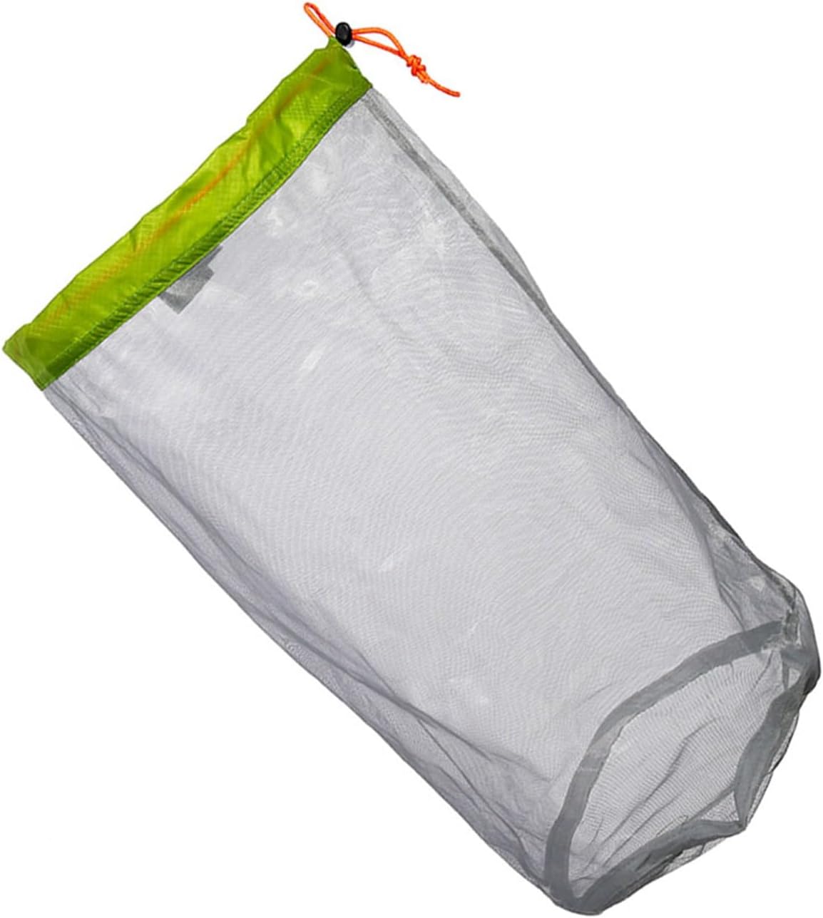 Camping Mesh Bag, Mesh Stuff Sack Light weight Nylon Mesh Drawstring Storage Bag for Travelling Hiking Camping Stuff Storage(L)
