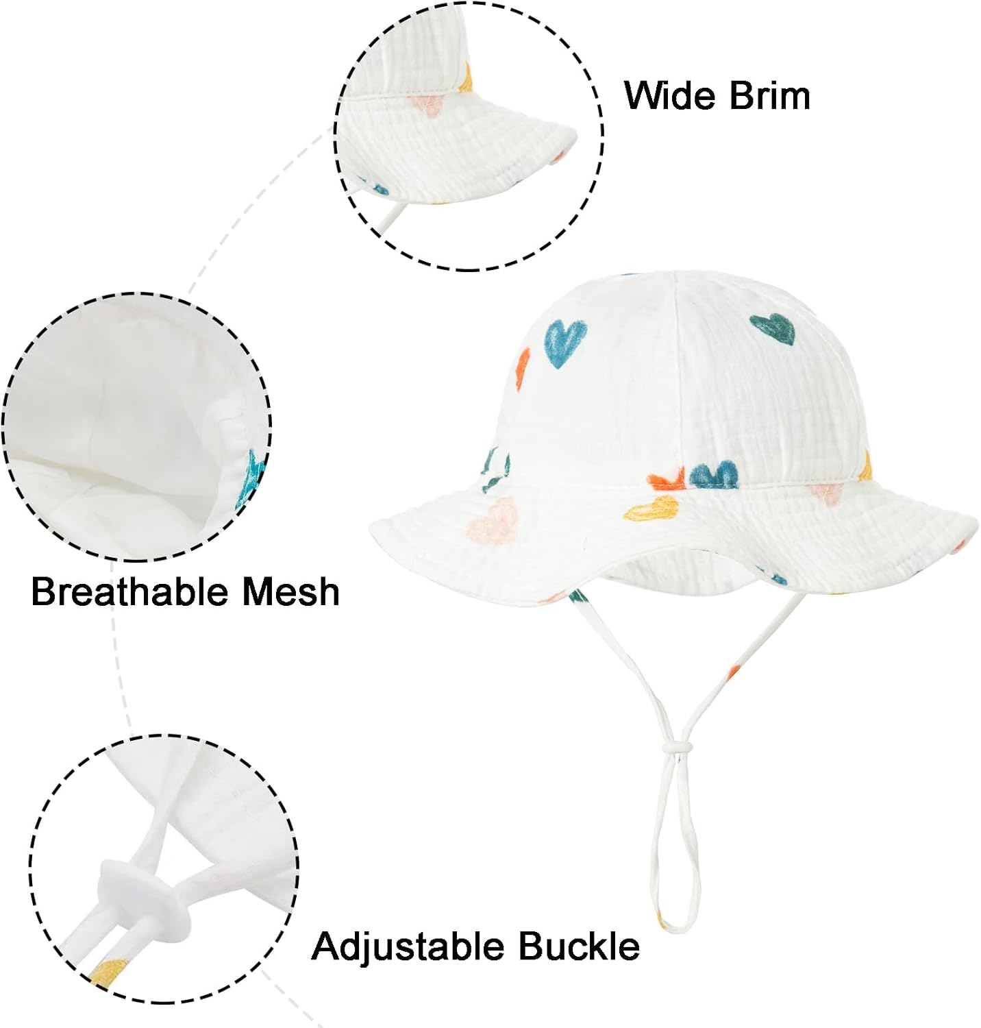 Baby Toddler Sun Bucket Hats - Summer Protection Beach Hat Cotton Linen Baby Hat - Image 3