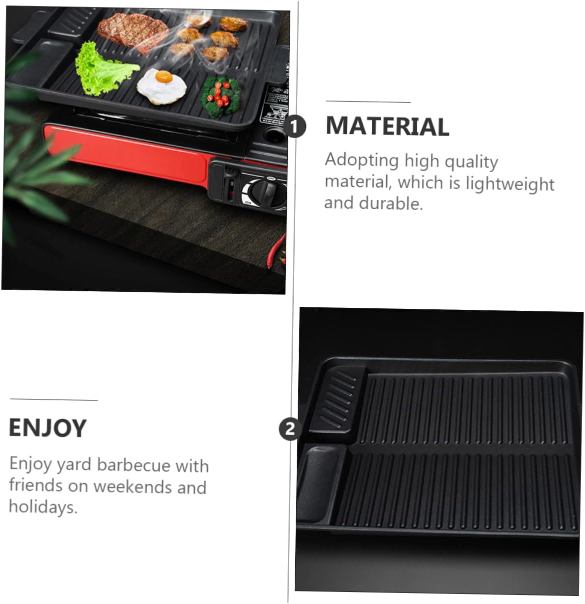 HANABASS Barbecue Griddle Pan Outdoor Grill Tray Grill Plate Bbq Bakeware Rectangular Baking Pan Dishwasher Safe