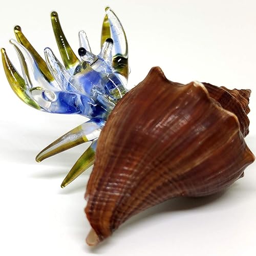 Miniatura 7 de Figuras en miniatura de cangrejo ermitaño de conchas marinas, animales de playa, arte de vidrio soplado a mano, regalo coleccionable, conchas