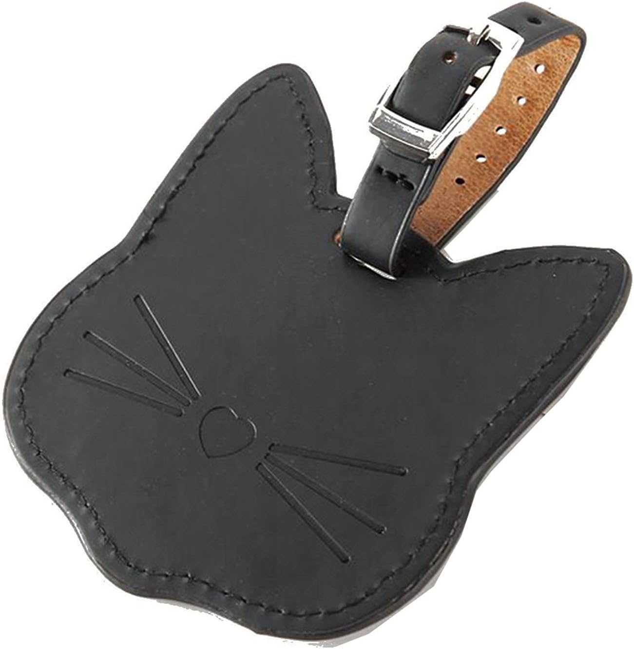 2 Pack Luggage Tags, Premium PU Leahter Luggage Tags ID Label Travel Suitcase Backpack Tags Cute Cat Shape,Black : Clothing, Shoes & Jewelry