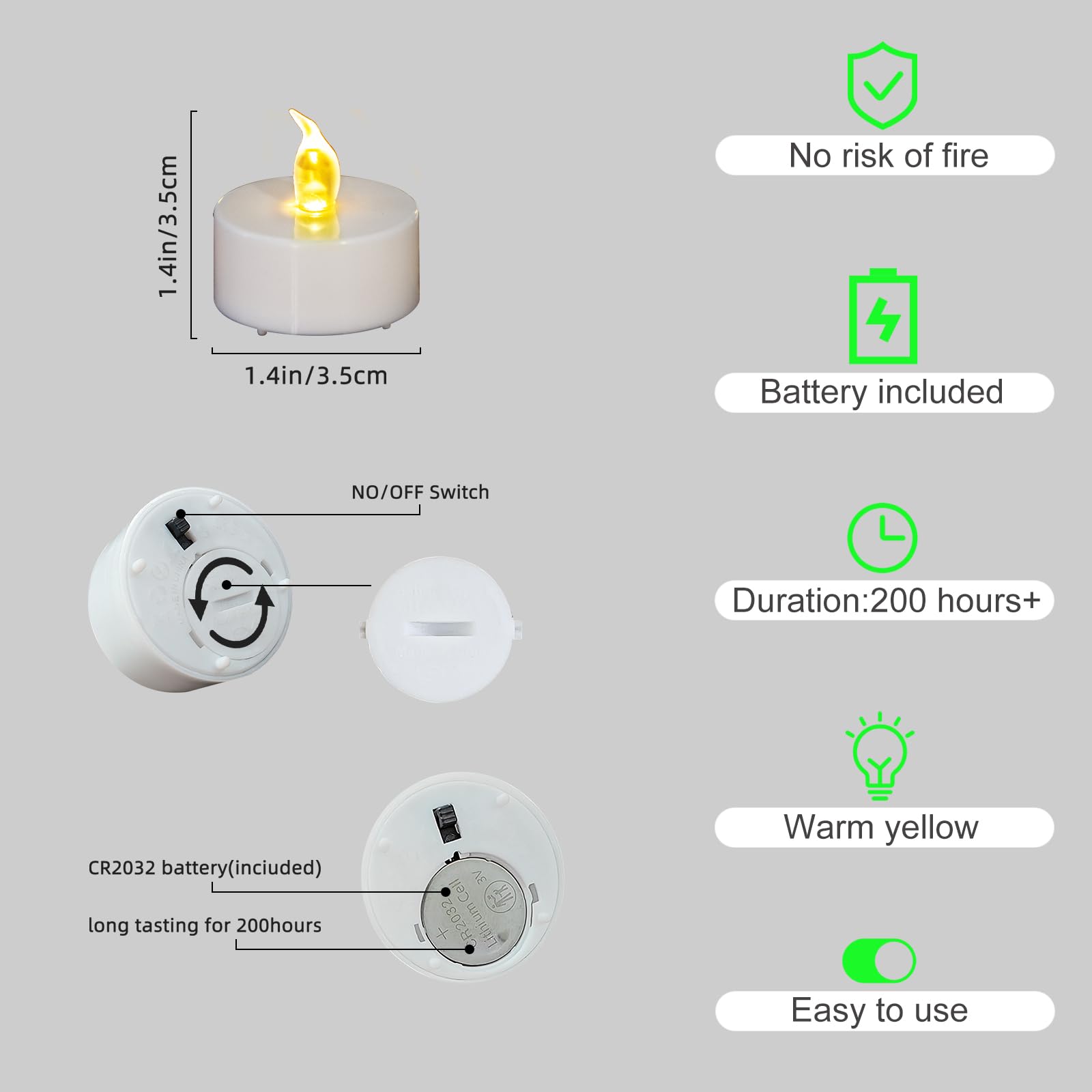 HOSSOM Bougies Chauffe-plat LED, Lot De 24 Bougies LED à Piles En Flamme Vacillante Lumière Pour Les Célébrations Saisonnières Et De Festival