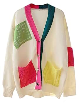 Yimoon Womens Cable Knitted Cardigans Color Block Long