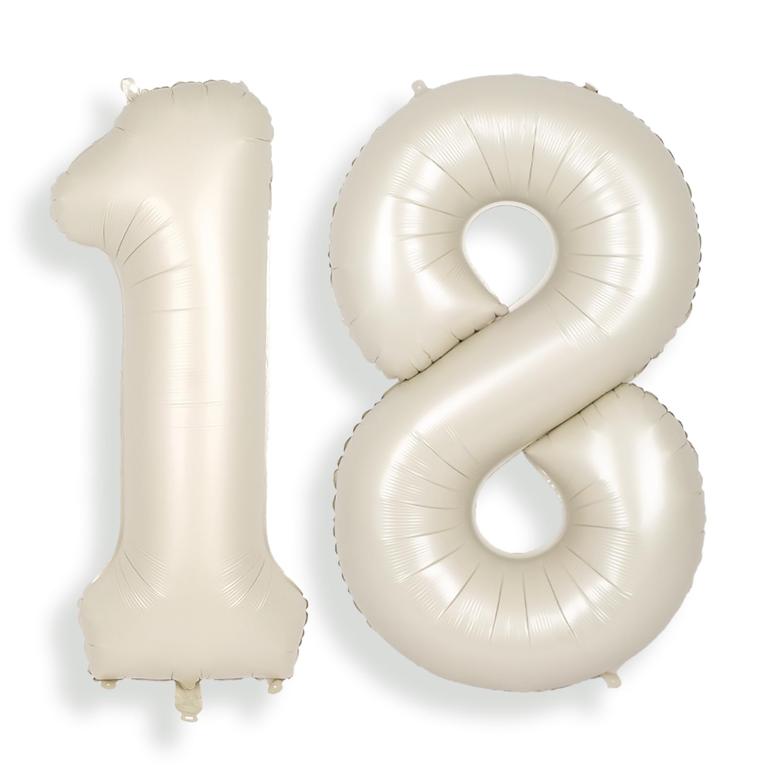SUWEN 40 Inch Cream White 18 Number Balloon Foil 0-9 Birthday Big Numbers — image 1