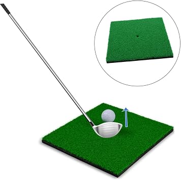 Happyyami Golf Training Hitting Mat 30x30cm Nylon Grass Simulation Pad for Indoor Outdoor Swing Practice Backyard Golf Training Equipment